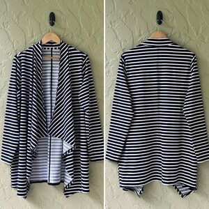 Lands' End Women's XL Navy White Multicolor Stripe Cardigan UPF50 Cover-Up NWOT